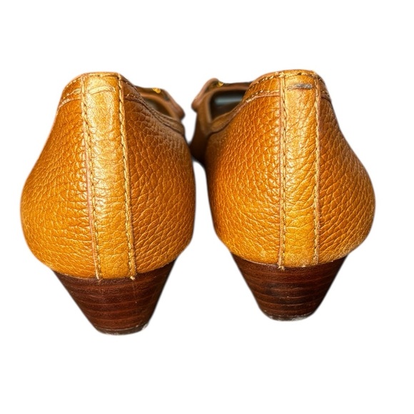 Tory Burch Tan Leather Amanda Open Toe Demi Wedge Sandals Size 7M - Picture 4 of 9